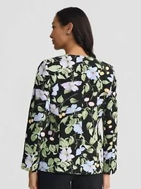 Petite Floral Print One Button Jacket