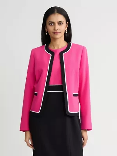 PETITE STRETCH CREPE COLOR BLOCKED CARDIGAN JACKET