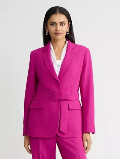 MISSY MELANGE CREPE 2 BTTN BELTED JACKET