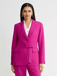 MISSY MELANGE CREPE 2 BTTN BELTED JACKET
