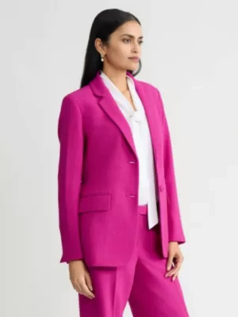 MISSY MELANGE CREPE 2 BTTN BELTED JACKET