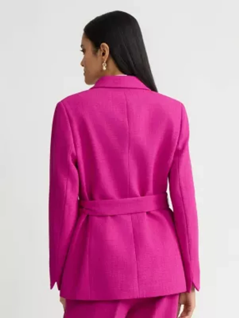 MISSY MELANGE CREPE 2 BTTN BELTED JACKET