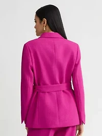 MISSY MELANGE CREPE 2 BTTN BELTED JACKET