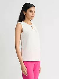 PETITE DIAMOND KEYHOLE KNIT TOP