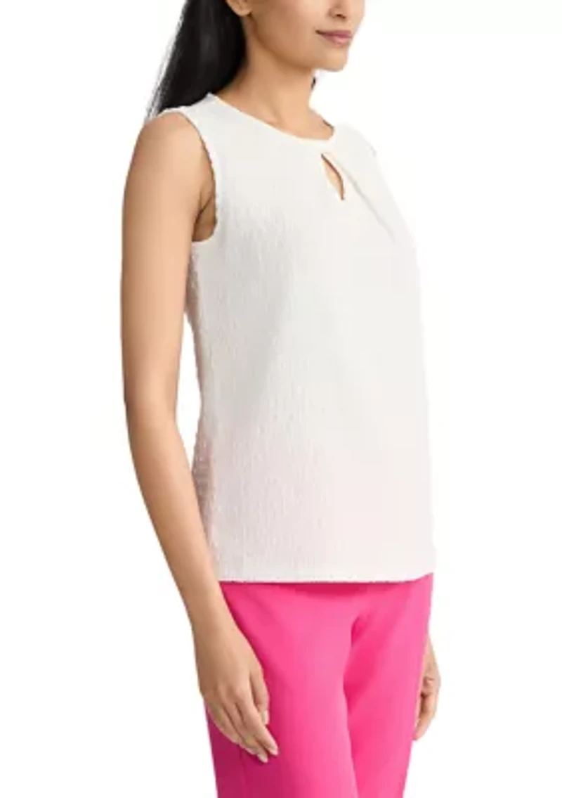 PETITE DIAMOND KEYHOLE KNIT TOP
