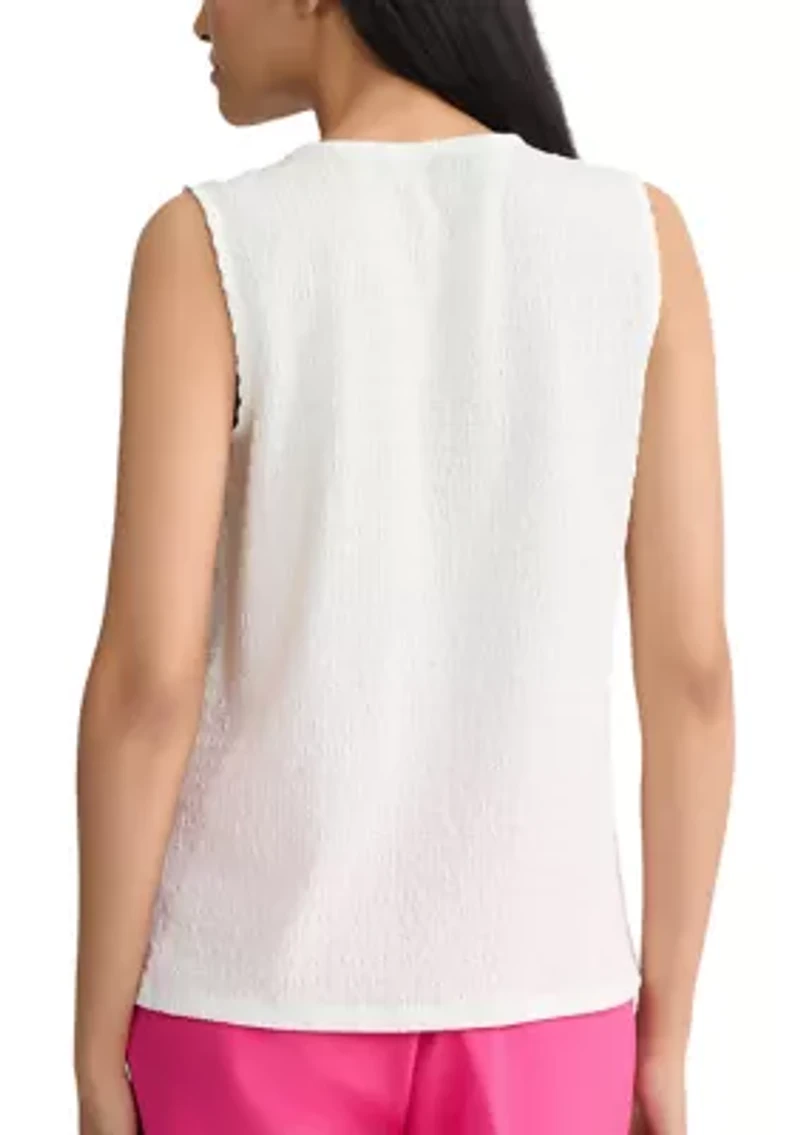 PETITE DIAMOND KEYHOLE KNIT TOP