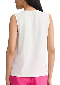 PETITE DIAMOND KEYHOLE KNIT TOP