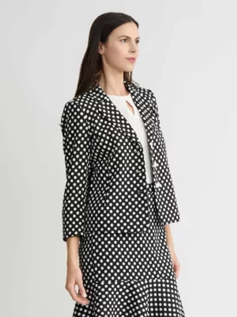 PETITE DOT JACQUARD 3 BTTN JACKET