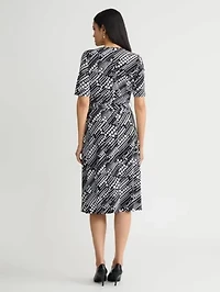 MISSY DOT PRINT KNIT WRAP DRESS