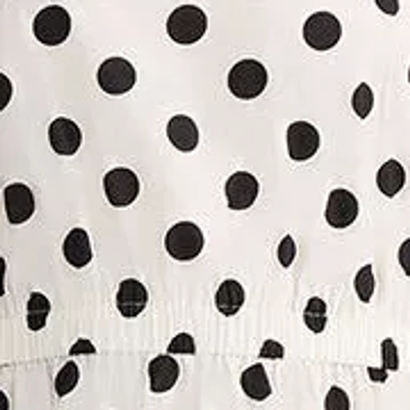 PETITE DOT PRINT COTTON SMOCKED WAIST DRESS