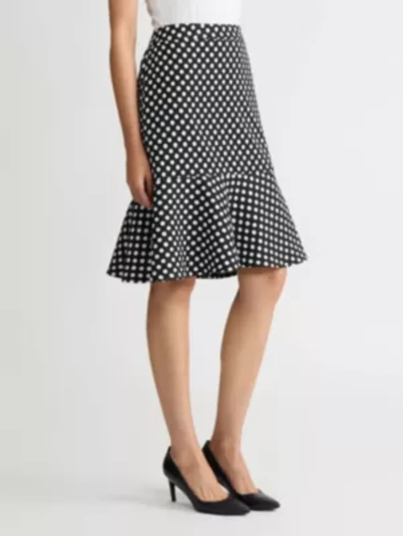 PETITE DOT JACQUARD TIERED RUFFLE SKIRT