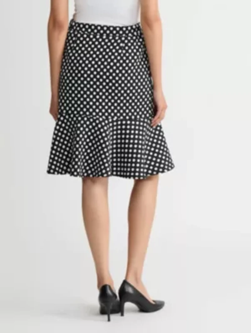 PETITE DOT JACQUARD TIERED RUFFLE SKIRT