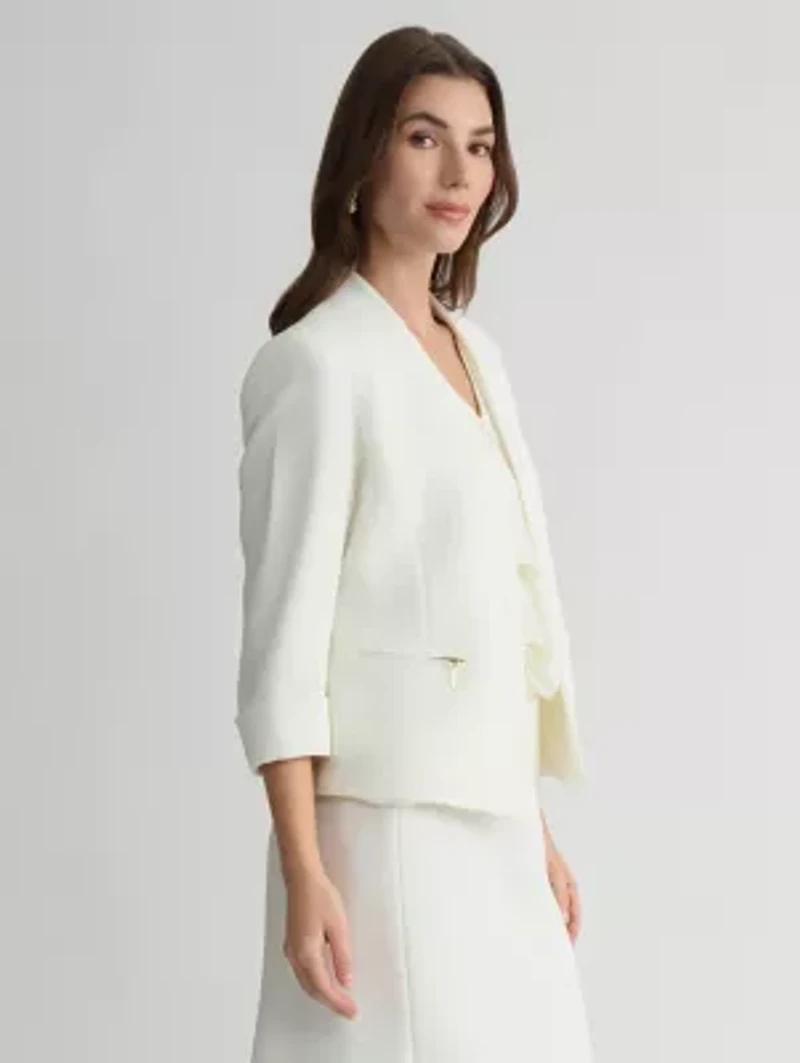 MISSY PEBBLE CREPE CARDIGAN JKT W ZIPPER PKT