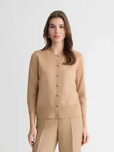 MISSY 3Q SLV BUTTON UP CARDIGAN