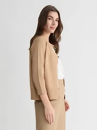 MISSY 3Q SLV BUTTON UP CARDIGAN