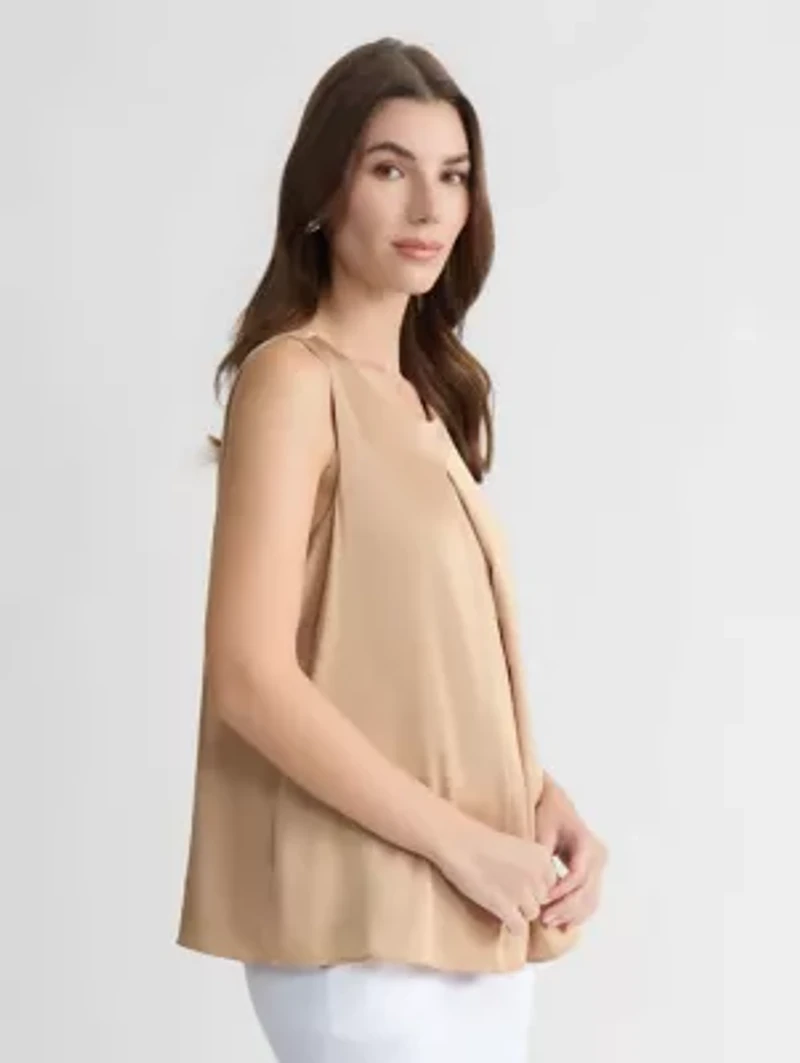 PETITE S/L PLEAT FRONT BLOUSE