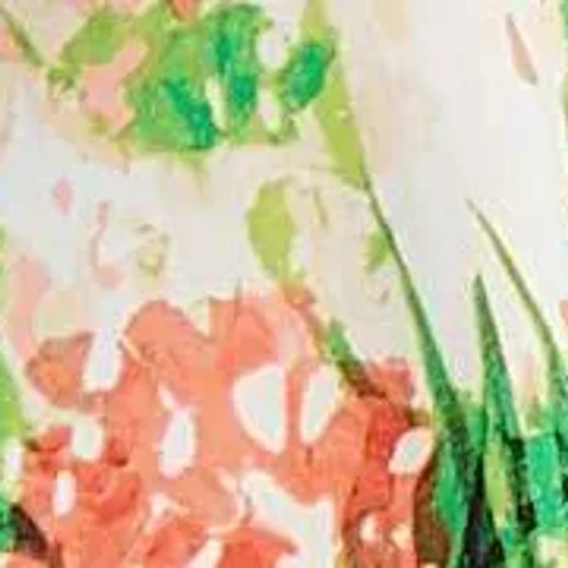 PETITE ABSTRACT FLORAL TIE NK BLOUSE