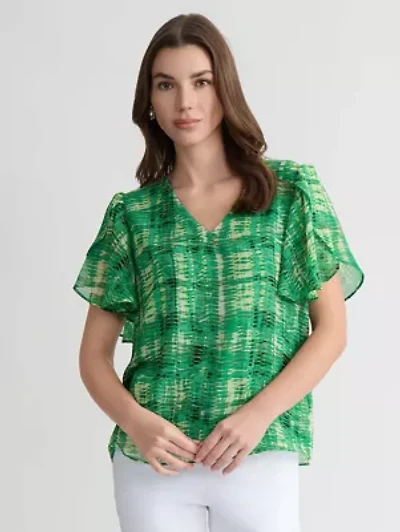 MISSY ABSTRACT PRINT TULIP SLV BLOUSE