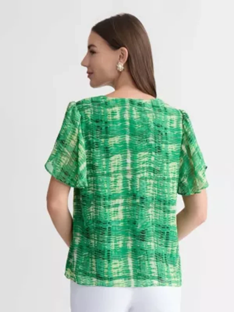 MISSY ABSTRACT PRINT TULIP SLV BLOUSE
