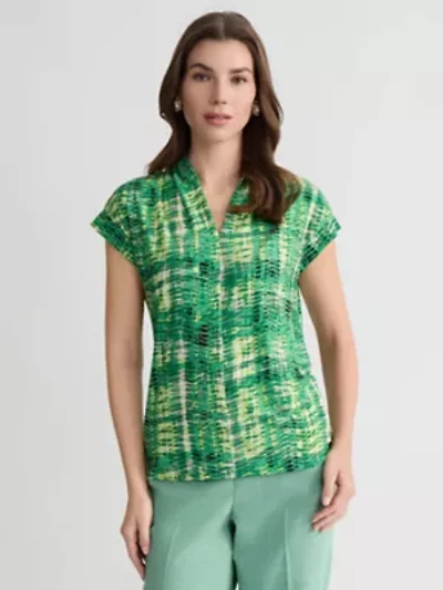 Petite Abstract Print Funnel Nk Knit Top