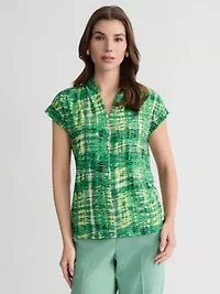 Petite Abstract Print Funnel Nk Knit Top