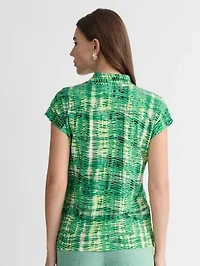 Petite Abstract Print Funnel Nk Knit Top
