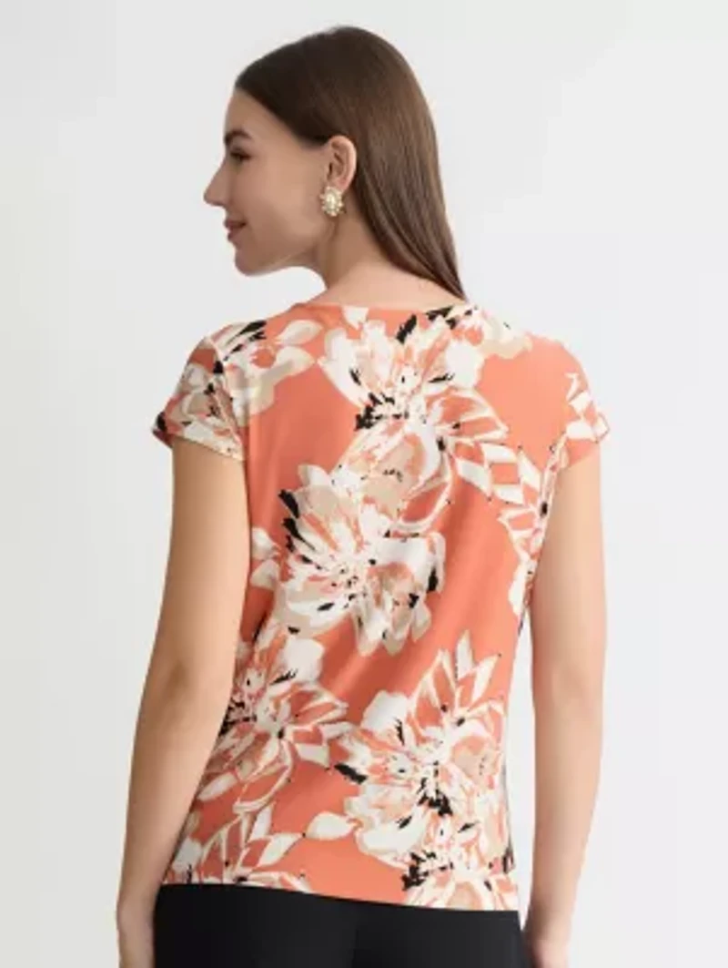 Missy Floral Print Cowl Nk Knit Top