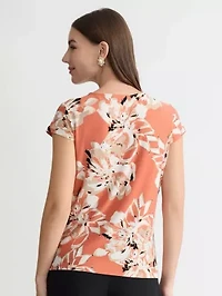 Missy Floral Print Cowl Nk Knit Top
