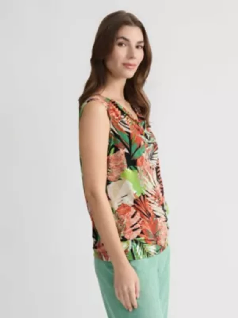 Missy Leaf Print Cowl Nk Raglan Cap Knit Top