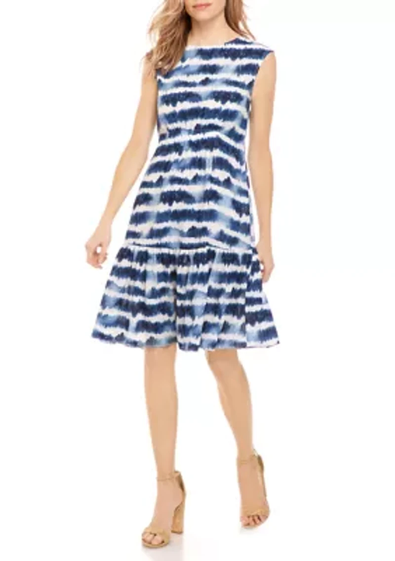 Women's Tie Dye Flounce Hem Dress