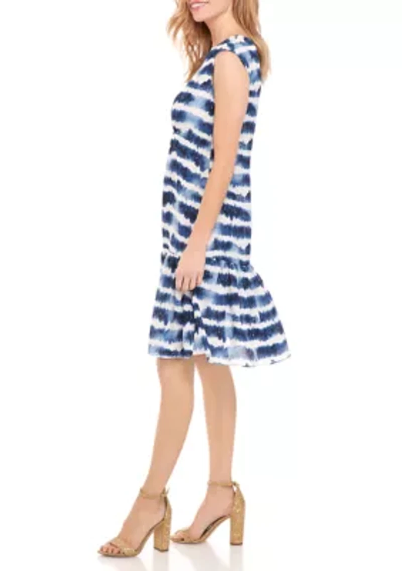 Women's Tie Dye Flounce Hem Dress