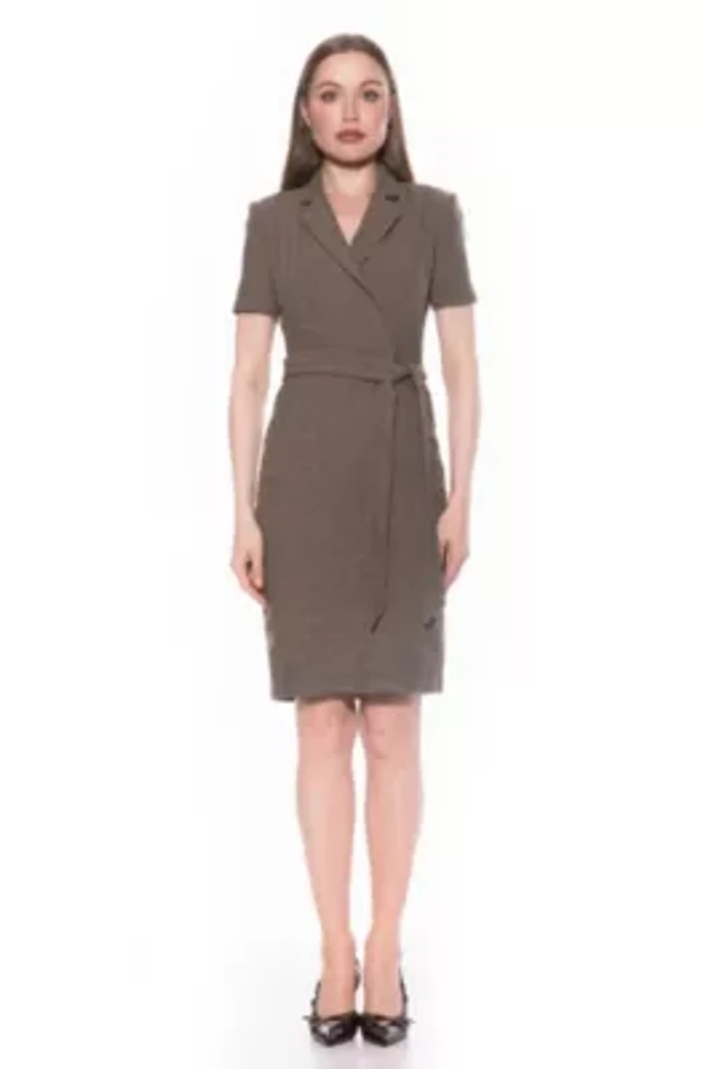 Lynne Wool Midi Sheath Dress With Belt