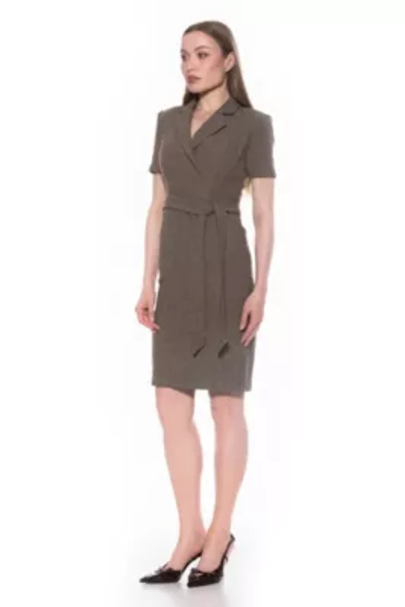 Lynne Wool Midi Sheath Dress With Belt
