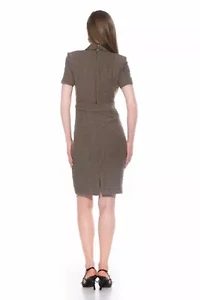 Lynne Wool Midi Sheath Dress With Belt