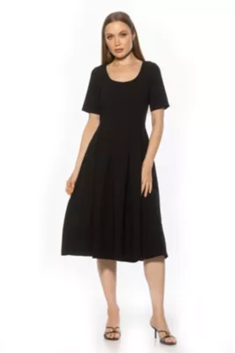 Imani Scoop Neck Pleated Dress