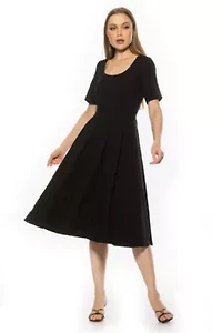 Imani Scoop Neck Pleated Dress