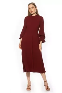 Lana Collared Fit And Flare Midi Dress
