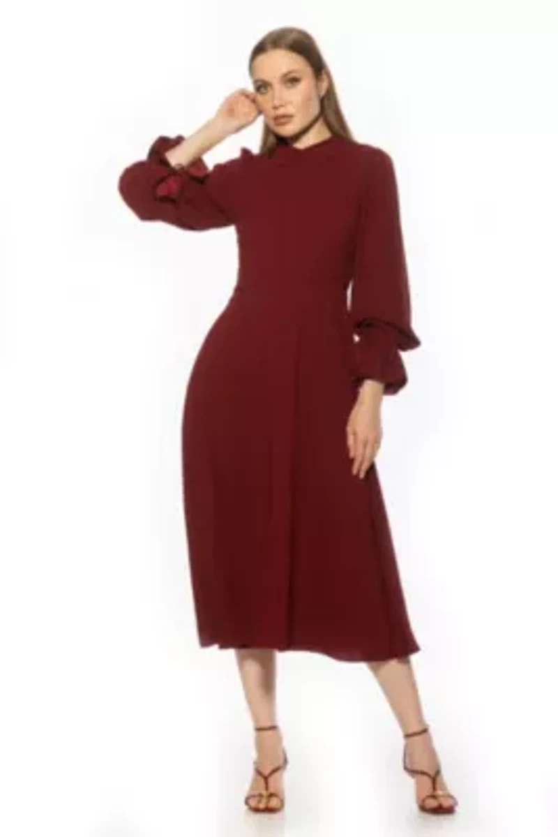 Lana Collared Fit And Flare Midi Dress