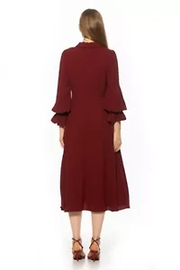 Lana Collared Fit And Flare Midi Dress