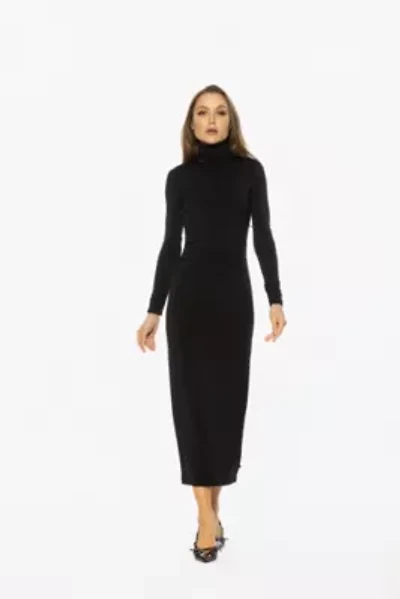 Veda Mockneck Side Ruch Long Dress