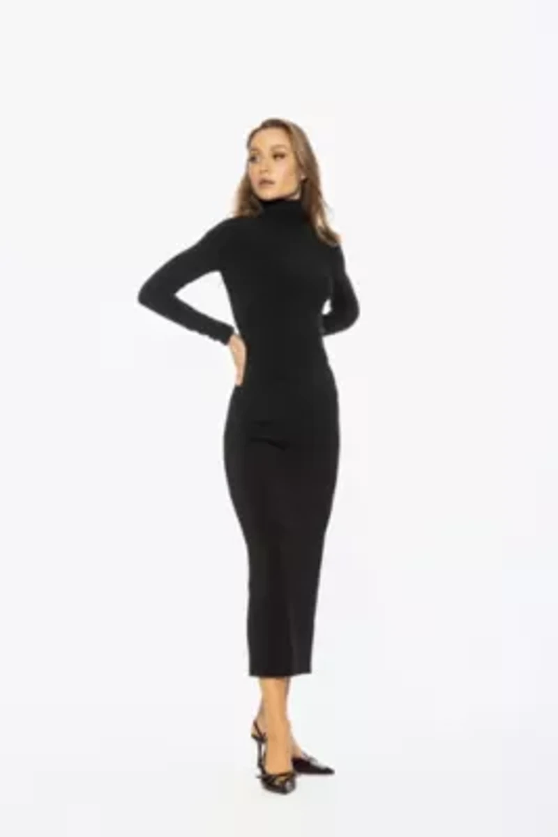 Veda Mockneck Side Ruch Long Dress