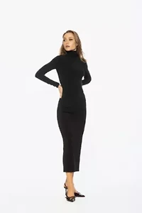Veda Mockneck Side Ruch Long Dress