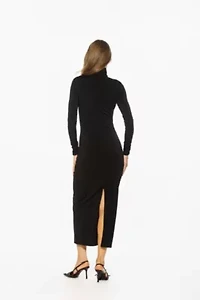 Veda Mockneck Side Ruch Long Dress