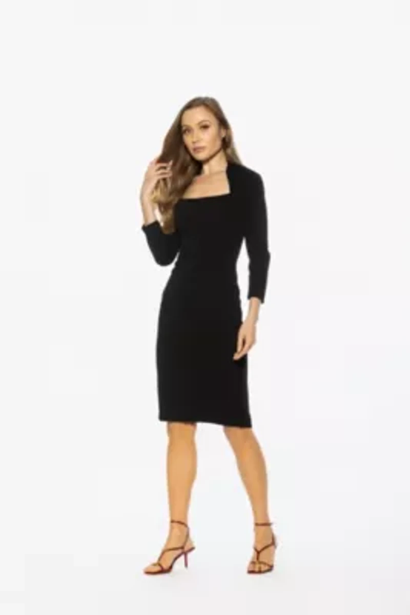 Marais Triangle Neck Midi Sheath Dress