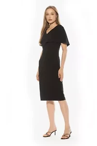 Noor Wrap Bodice Sheath Midi Dress