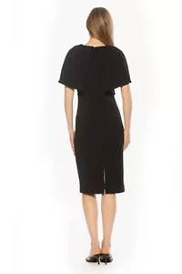 Noor Wrap Bodice Sheath Midi Dress