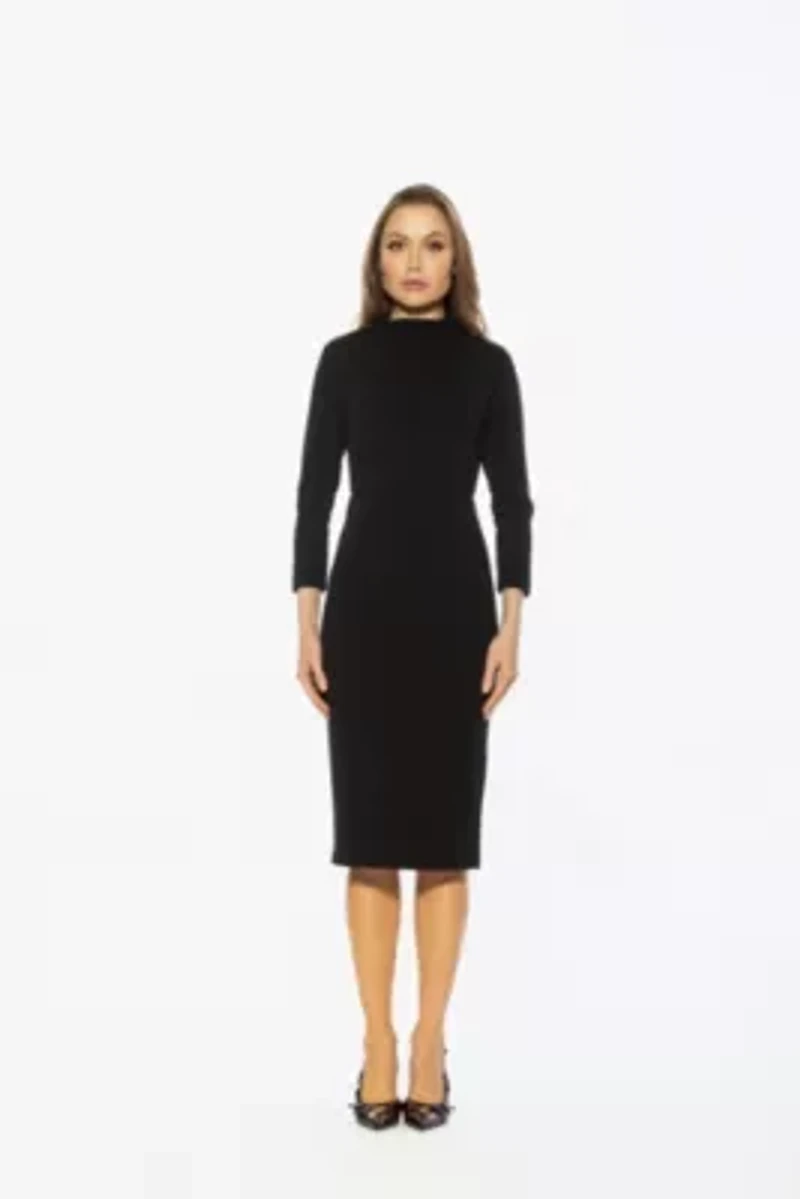 Mika Mockneck Draped Sheath Dress