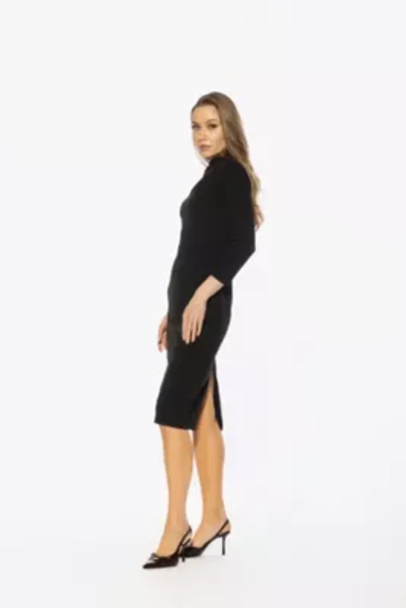 Mika Mockneck Draped Sheath Dress