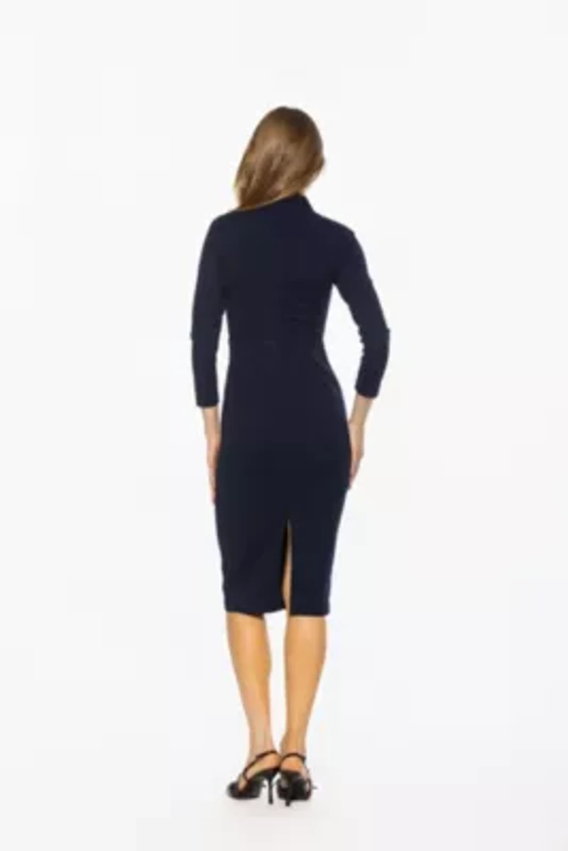 Mika Mockneck Draped Sheath Dress