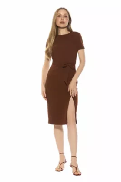 Zyra Crewneck Midi Dress With Tie